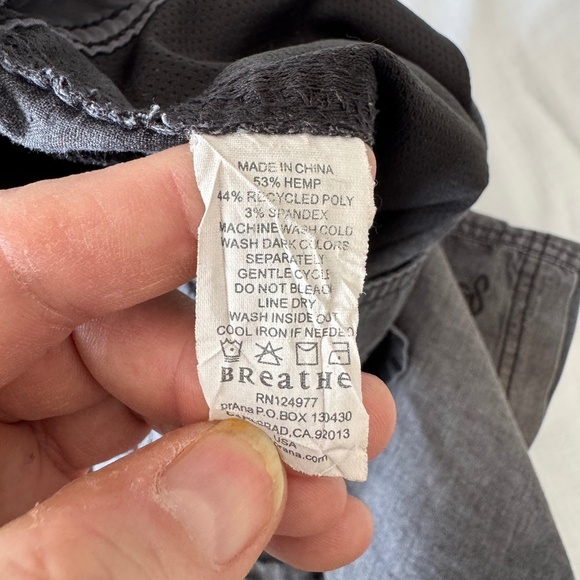 Prana‎ Men's HEMP Blend Lightweight Walking Shorts Casual Gray Size 34 Festival - Picture 9 of 15